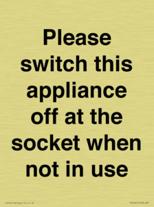 Please switch this appliance off at the socket when not in use